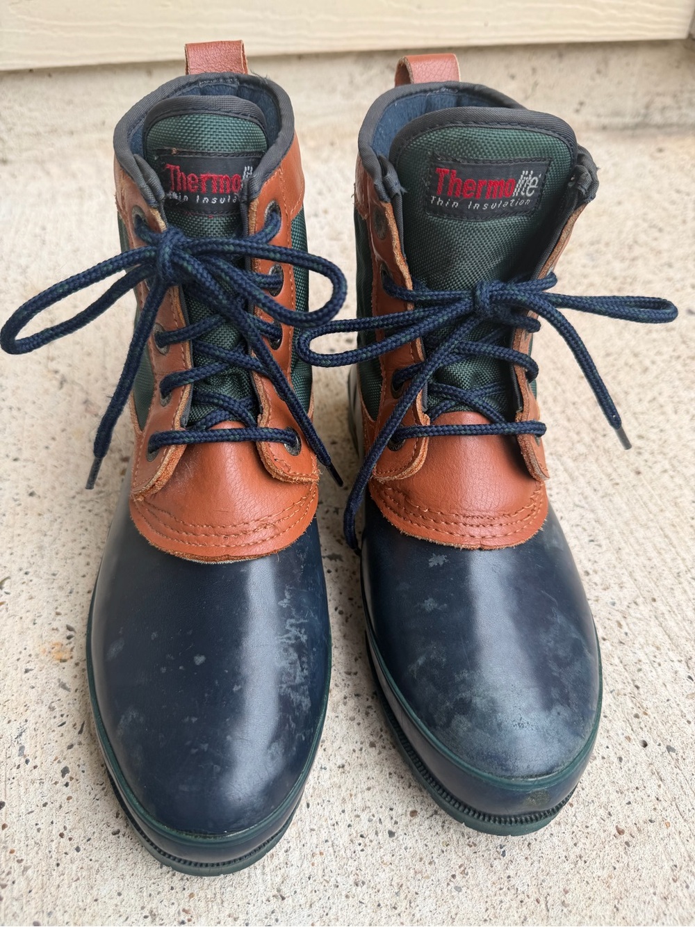 Vintage Colorado Thermolite Duck Boots Waterproof Leather Womens 8 Navy Brown